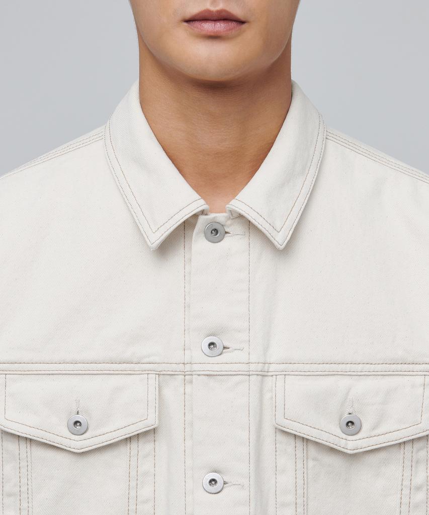 Musinsa Standard Contrast Stitch Relaxed Denim Trucker Jacket [Cream]