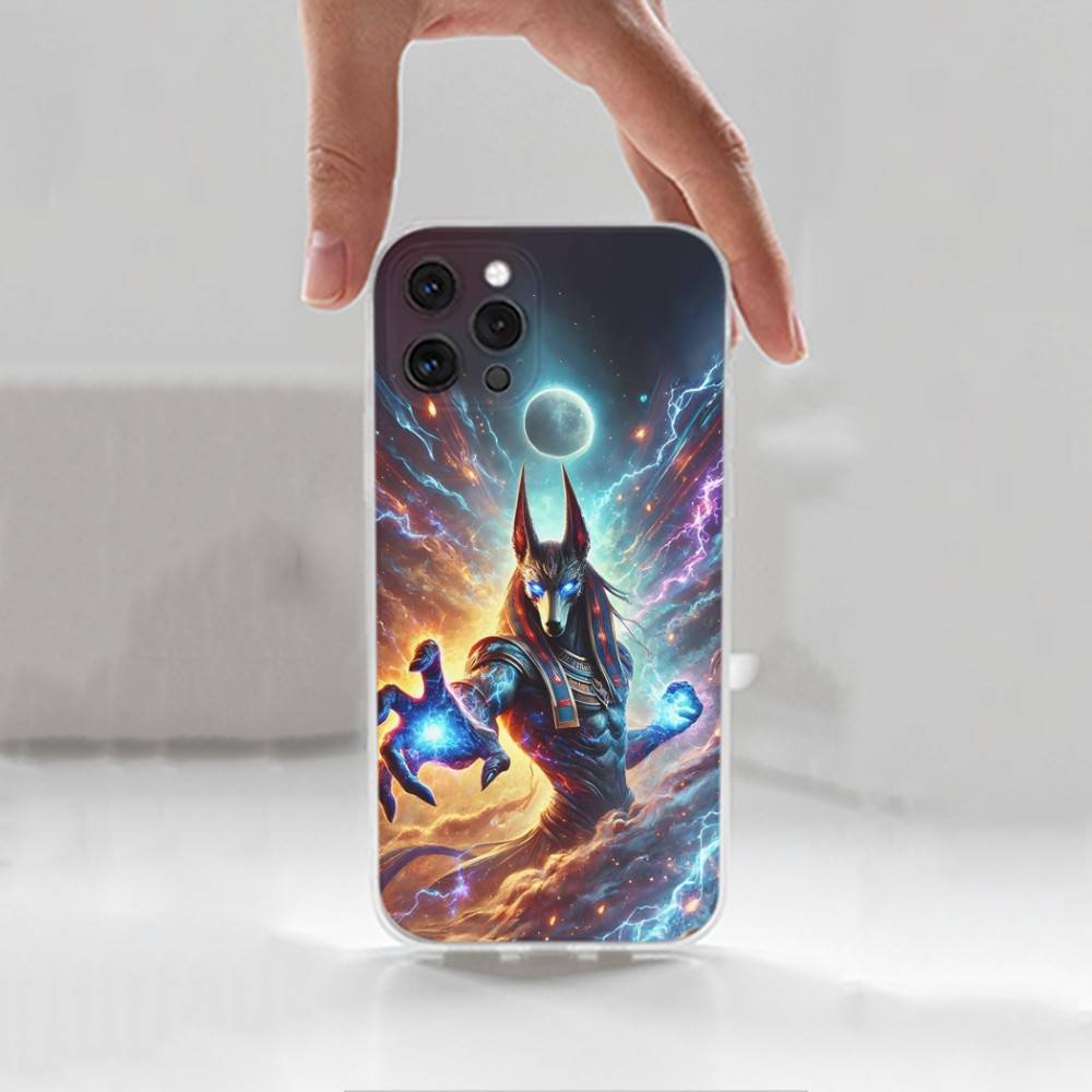 Anubis Egyptian God Phone Case For iPhone 16,15,14,17,13,12,11 Plus,Pro,Max,XR,XS,X,7,8 Plus,SE,Mini,Transparent,Silicone Case