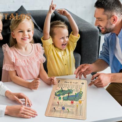 1 Set Wooden Golf Dice Board Game Portable Travel Golf Score Board Toy Kids Adults Interactive Golf Desk Toy Kids Family Night Party Game Essentials