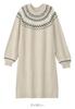 Maternity Fair Isle Dress with Nursing Prenatal and Postnatal Nursing Long Knit Ivory [ANGELIEBE] Mouth, Clothes, Sleeve, Dress, M,