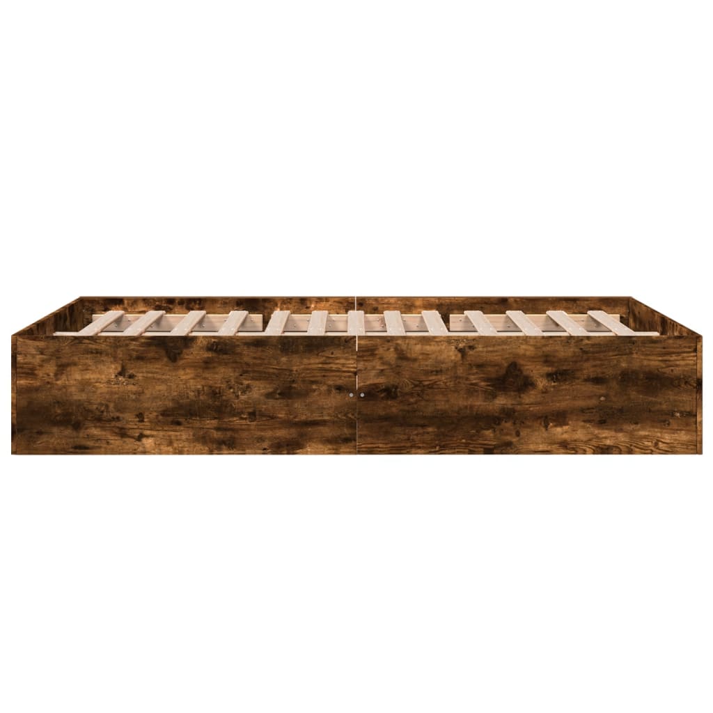 Bed Frame Smoked Oak 120 x 190 cm Engineered Wood