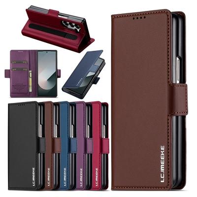 Custodia a libro magnetica in pelle con supporto e portafoglio per Samsung Galaxy Z Fold 6 5 4 3 5G Fold6 Fold5 Fold4 Copri telefono Tasca per carte