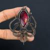 Octopus Red Labradorite Handmade Copper Wire Wrap Pendant 3.27" G7b97