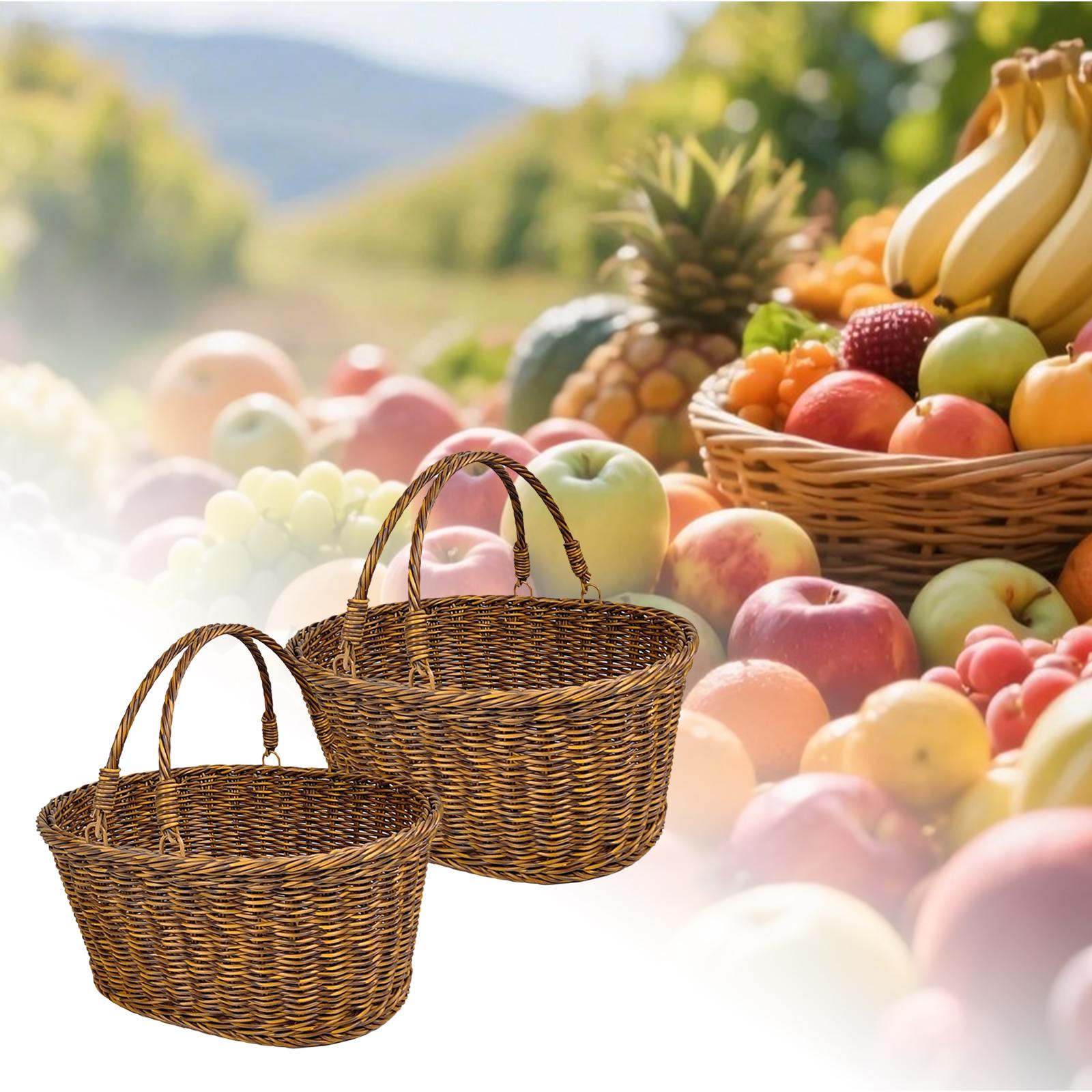 

Picnic Basket Handwoven Organizer Basket Portable Storage Basket Plastic Decor for Home Living Room Kitchen Bedroom S