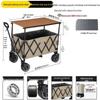 WEZHO Outdoor Camping Cart with Adjustable Wood Tabletop