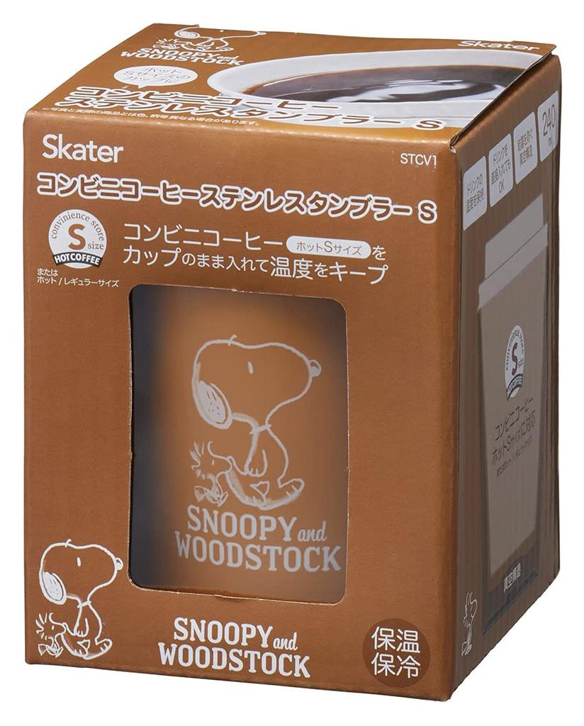 Skater Stainless Steel Vacuum Insulated Perfect for Hot or Cold Convenience Store Snoopy Design STCV1-A Tumbler, 240ml, Coffee, Small,