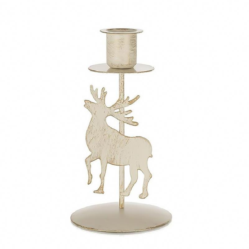 1PC Iron Artistic Deer Candlestick Stable Retro Christmas Personality Festive Use Repeatedly Atmosphere Candle Party