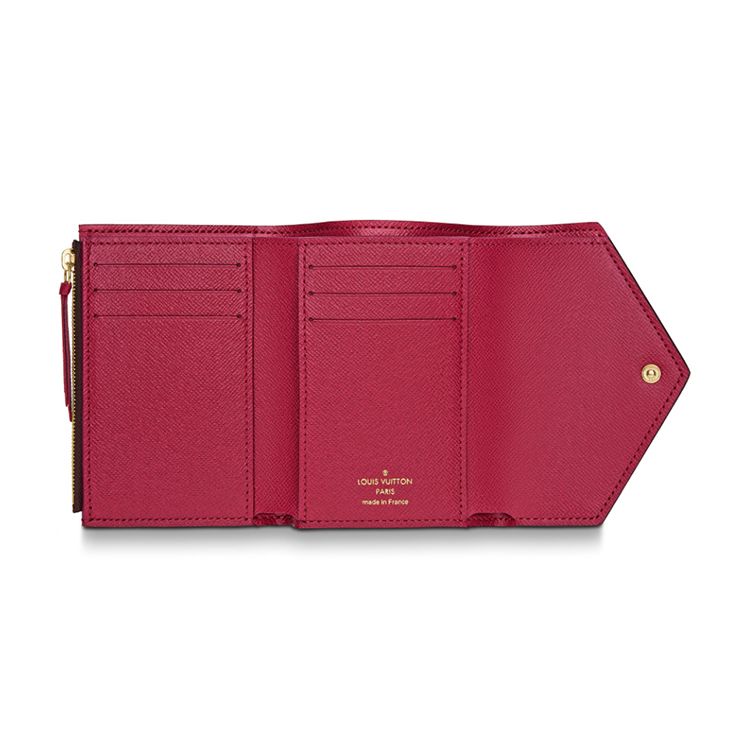 Louis Vuitton Victorine Logo Print Zapínanie na patent Victoria Potiahnuté plátno a kožená peňaženka Dámska peňaženka Fuchsiová M41938