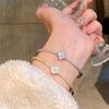 Zircon Fritillary Four-petaled Flower Bracelet Light Luxury High Sense Simple Fashion Versatile Exquisite Niche Design Jewelry