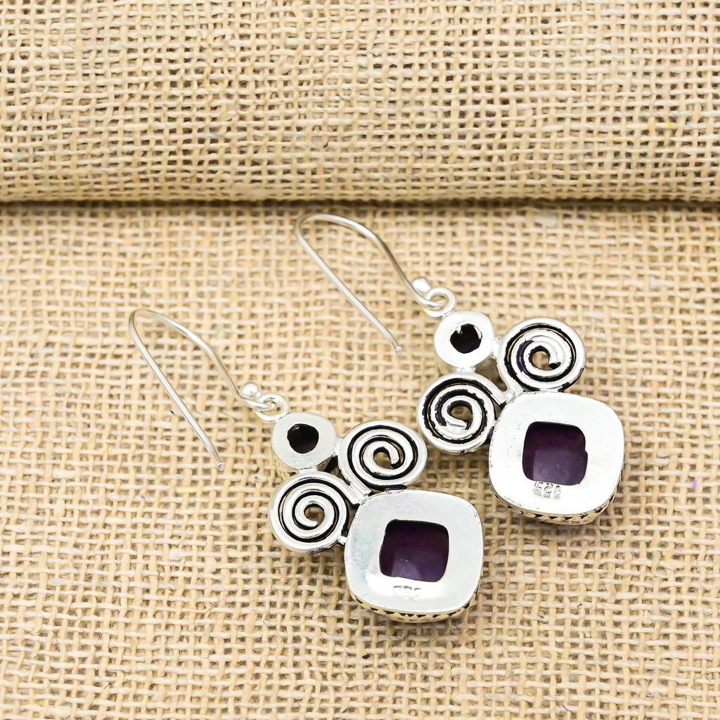 Amethyst Earrings Gemstone Jewelry, 925 Solid Sterling Silver Earrings, Gift For Women Handmade Earrings