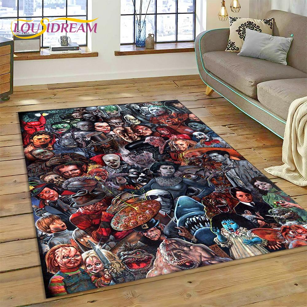 Postava z hororového filmu Chucky Pennywise Halloween Koberec do ložnice obývacího pokoje Dekorace na pohovku Doma Velká dekorativní podlahová rohož