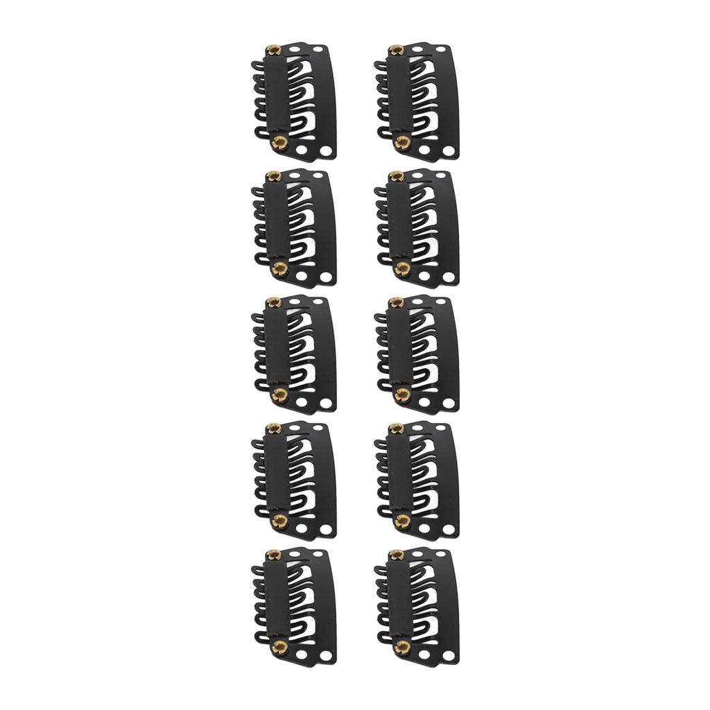 100 Pezzi Clip a Scatto Nera a Forma di U per Estensioni dei Capelli Sicura 6 Denti Clip per Parrucche e Toupet per Fai da Te