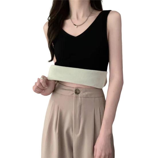 Women Thermal Tank Top V Neck Sleeveless Camisole Base Layer Thickened Fleece Lined Cami Vest Underwear Tops for Winter Cold Weather