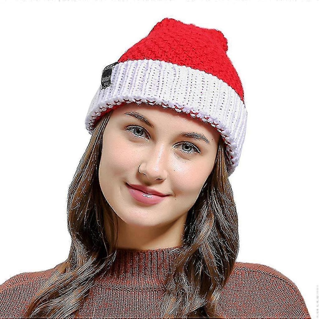 Unisex Christmas Beanie Hat Winter Warm Knitted Santa Hat, - chuan