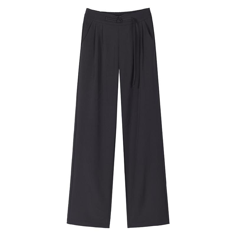 Black Suit Pants High-End Feel Draped New Spring and Autumn Chinese Style New Chinese Style Narrow Straight Wide-Leg Pants for Women