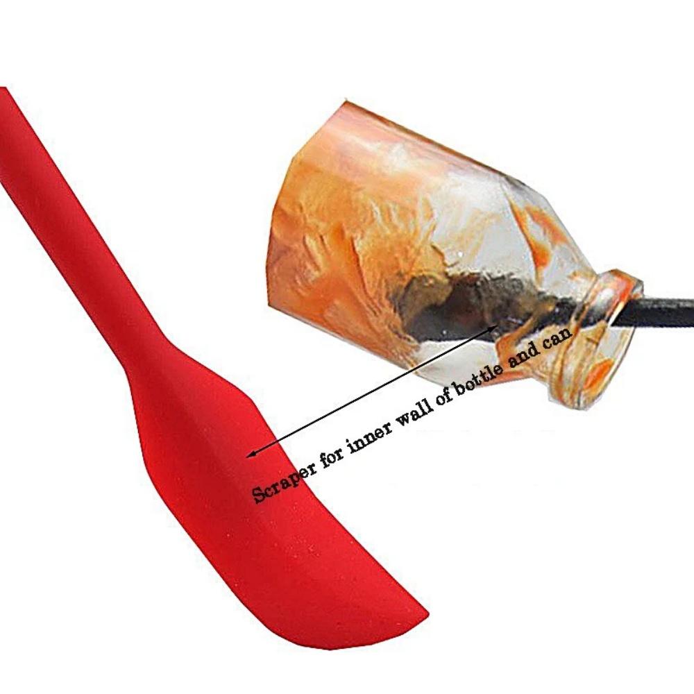 Food Grade Silicone Double-Headed Spatula,Long Handle Pointed Baking Jam Spreader,Cooking Scraping Spoon Combination Tool