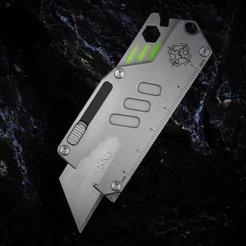 Microtechnology TC4 Titanium Alloy Utility Knife Outdoor Camping Paper Cutter Express Box Cutter Bottle Opener EDC Tool