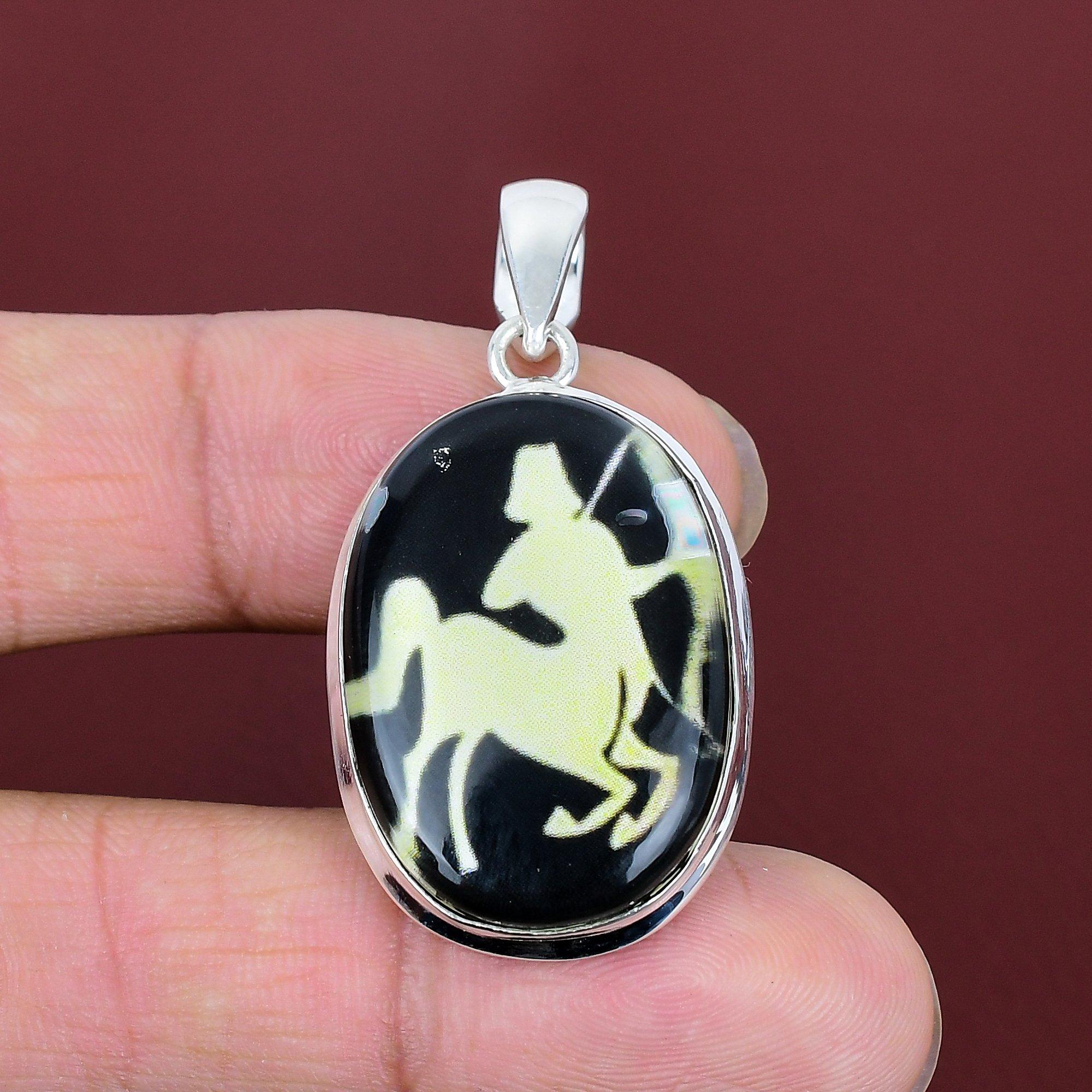 Sagittarius zodiac sign in black onyx pendant 925 sterling silver gemstone pendant horoscope astrology pendant handmade zodiac sign jewelry