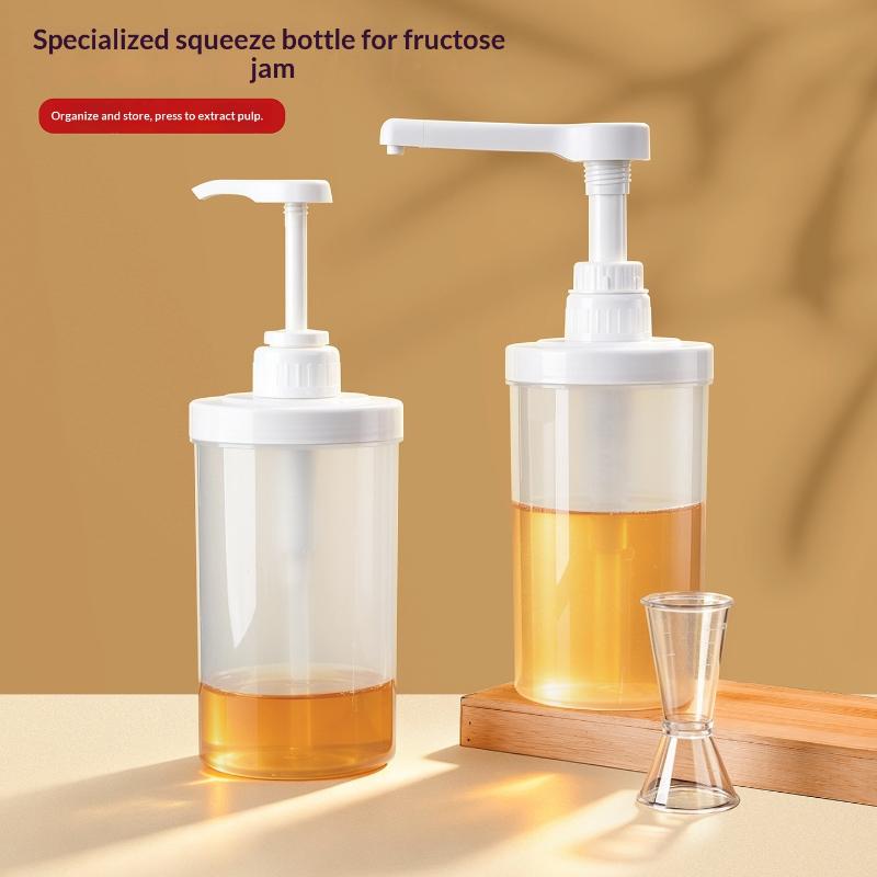 1Pcs Kitchen Honey Container 5-30Cc Liquid Dispenser With Scale Coffee Syrup Bee Drip Bottle With Hydraulic Pump And Nozzle Head