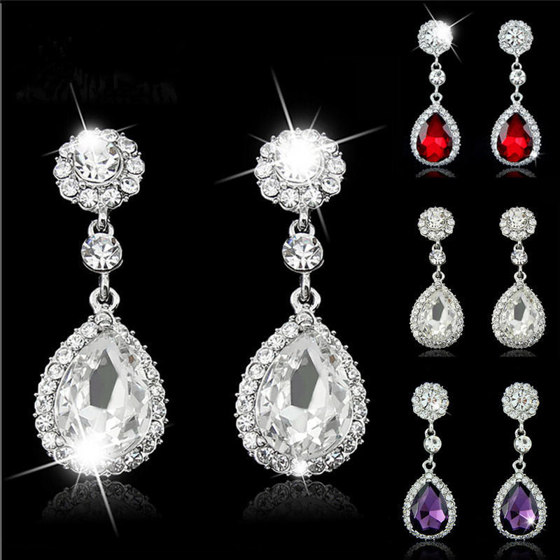 Women Charm  Bridal Water Drop Earrings Wedding  Stud Earings