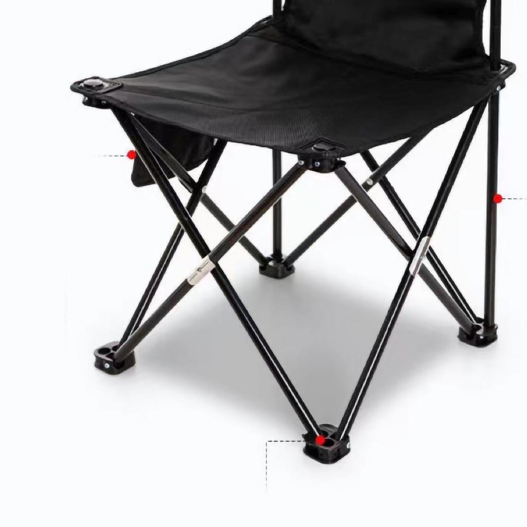 Składane Krzesło Kempingowe Rura Żelazna Tkanina Oxford Przenośny Stołek Outdoorowy na Czas Wolny Plażę Piknik Czarny 39x39x65cm