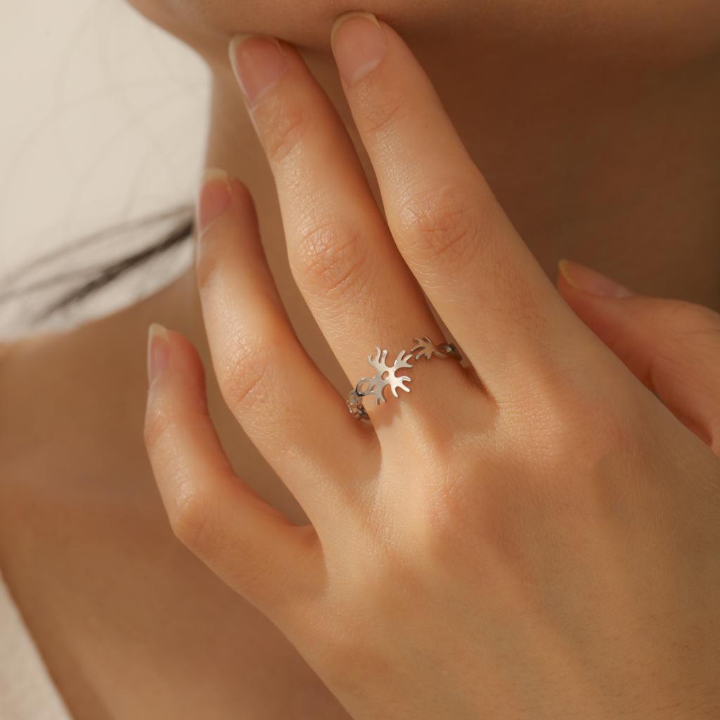 Cazador Neuron Symbol Adjustable Women's Ring Stainless Steel Jewelry Gold Color Neural Chemistry Open Finger Rings Gifts 2026