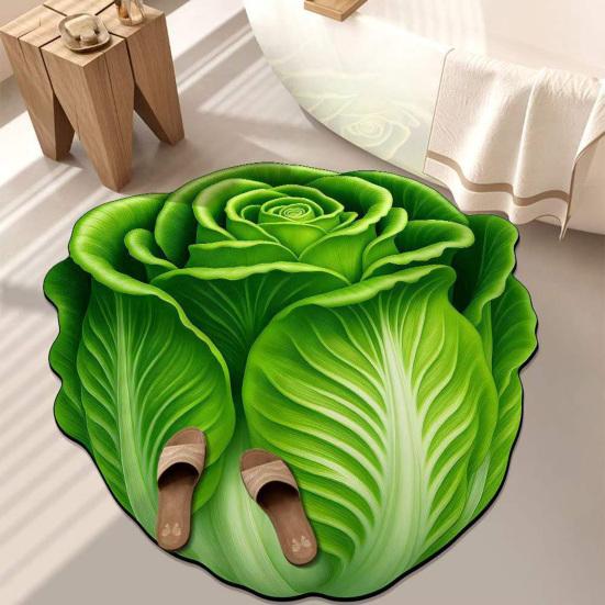 Fußmatte rutschfest Kristall Samt Teppich 3D Chinakohl Form Wohnzimmer Schlafzimmer Plüsch Bodenmatte Heimdekoration