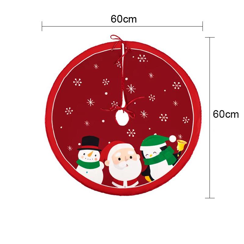 

90/60 см юбка для рождественской елки красная снежинка Санта-Клаус напечатанный рождественский ковер елка Рождественский декор коврик Новый год для домашнего декора