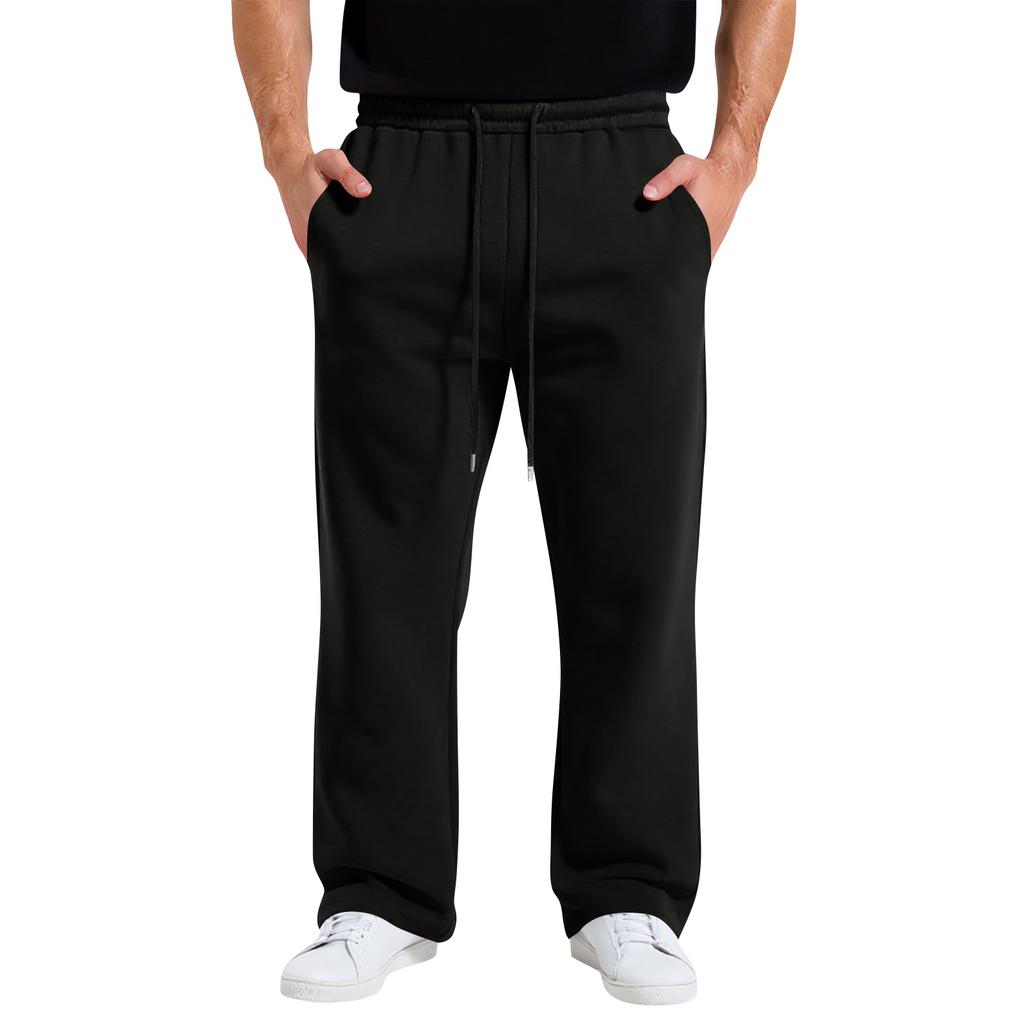 Mens Wide Leg Sweatpants Loose Drawstring Waist Casual Jogger Pants Soft Comfy Relaxed Fit Trousers for Everyday Wear