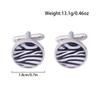 New Stripe Lattice Grain Zebra Pattern Glass Earring Jewelry DIY Round Time Gem Cufflinks For Men Wedding Party Anniversary Gift
