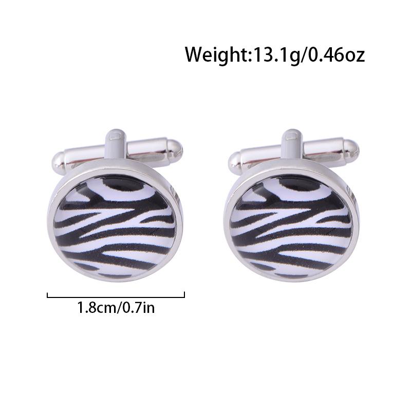 New Stripe Lattice Grain Zebra Pattern Glass Earring Jewelry DIY Round Time Gem Cufflinks For Men Wedding Party Anniversary Gift