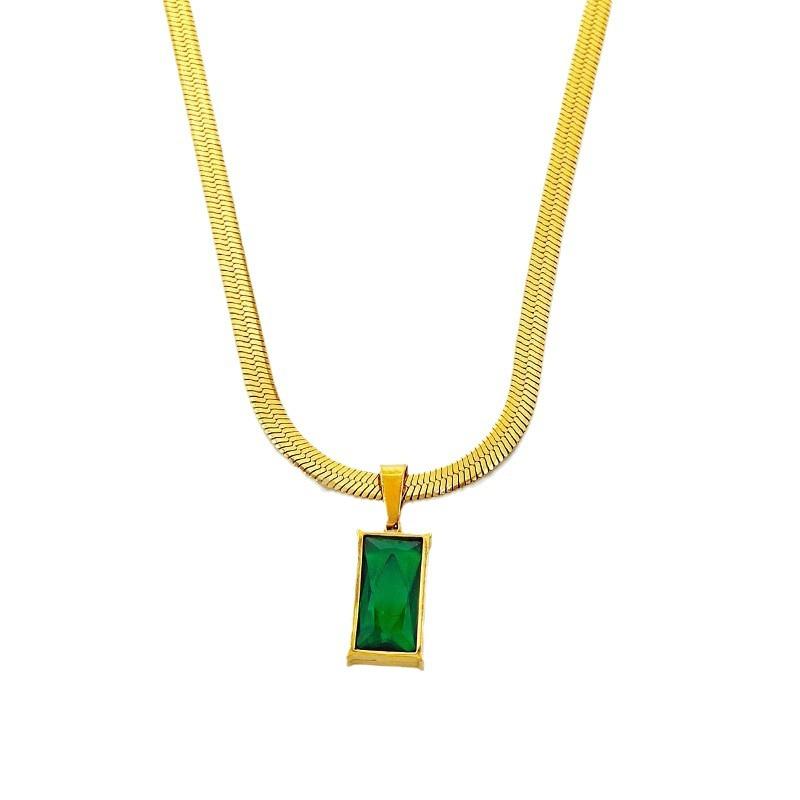 green zircona Lady's elegant design sense luxury and light with snake bone 1PC pendant necklace chain  Unique