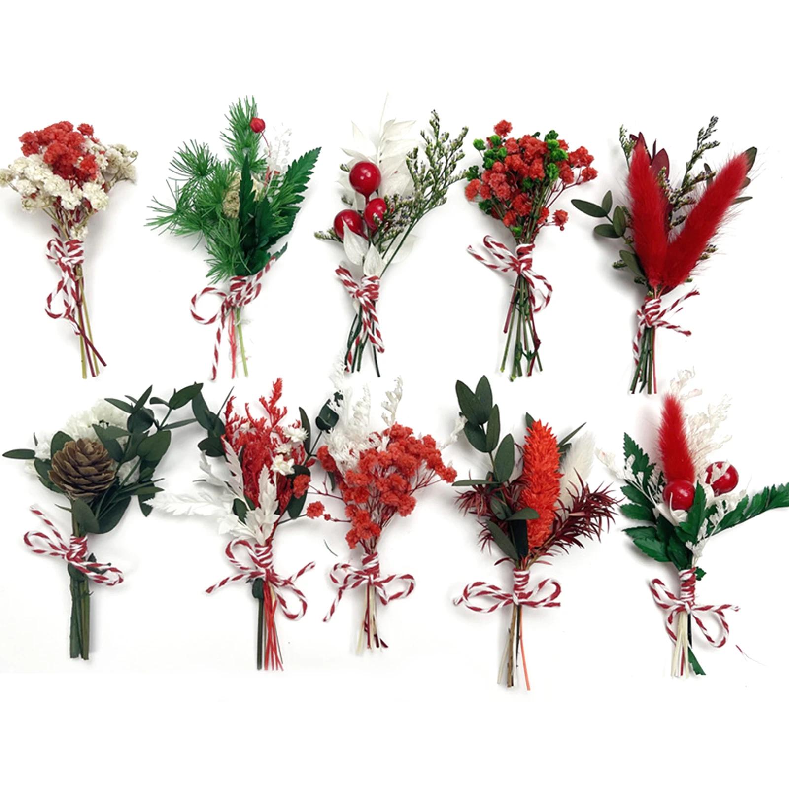 10pcs Mini Small Bouquet Hydrangea Starry Sky Rabbit Tail Grass Mini Mixed Starry Sky Christmas Halloween Bouquet Home Decor