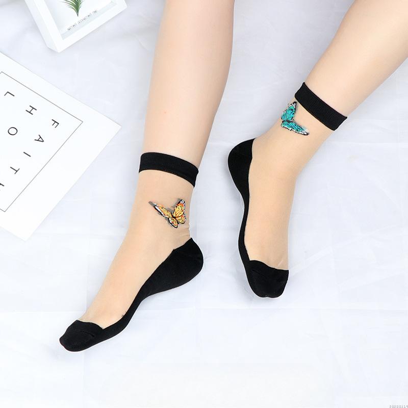 5 Pairs of Women's Spring and Summer Thin Ice Silk and Cotton Bottom Crystal Silk Anti Hook Silk Stockings