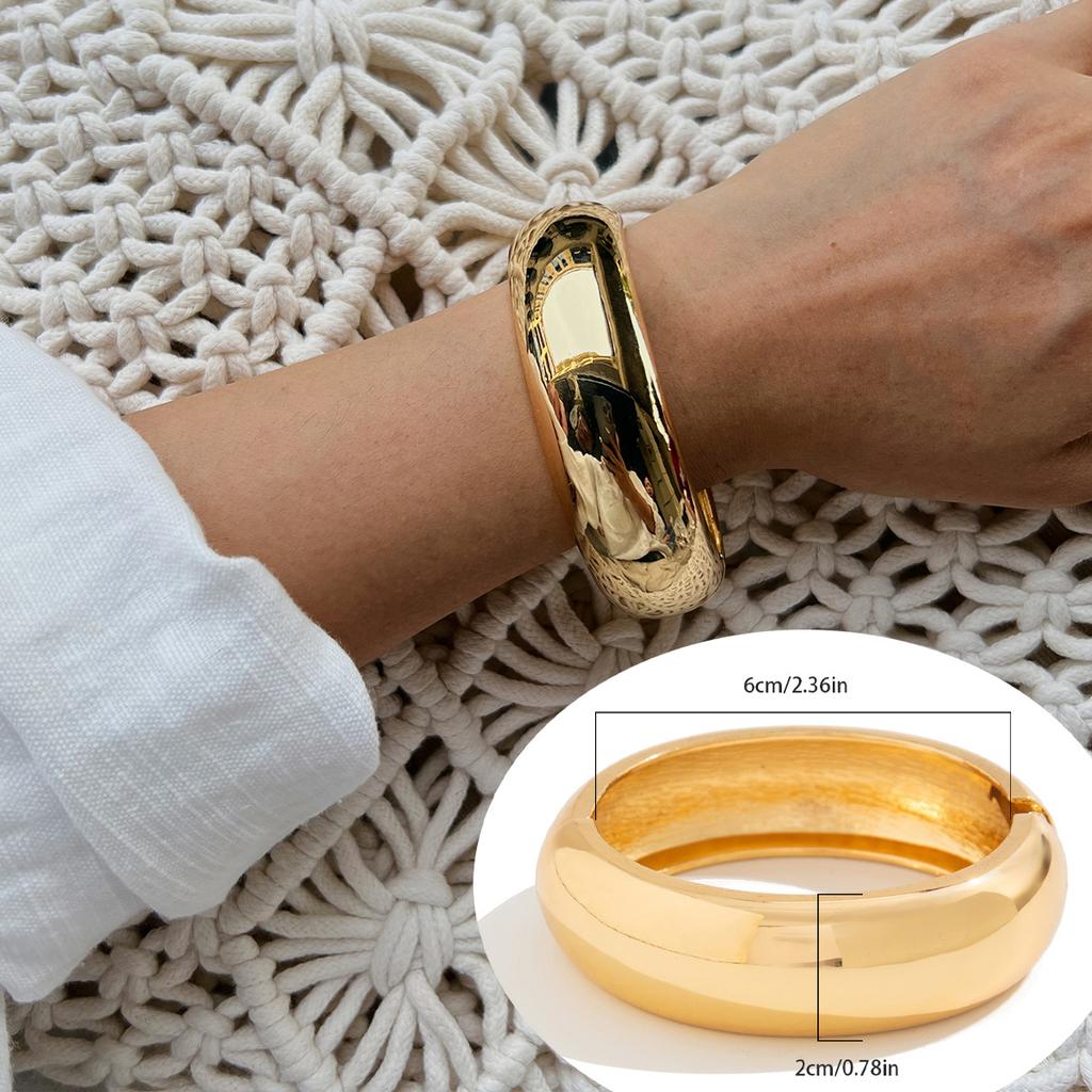 Exaggerated Wind Smudged Acrylic Resin Wide Bracelet, Fashionable Texture Metal Glossy Bracelet For Women