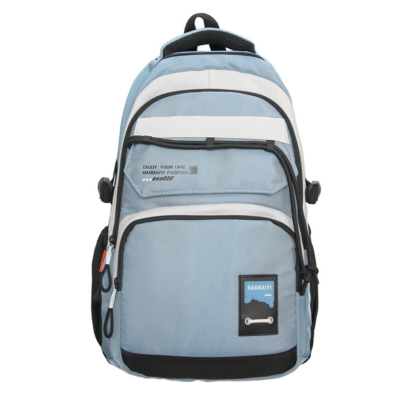 Large Capacity Student Schoolbag Men Color Block Backpack Computer Travel Backpack