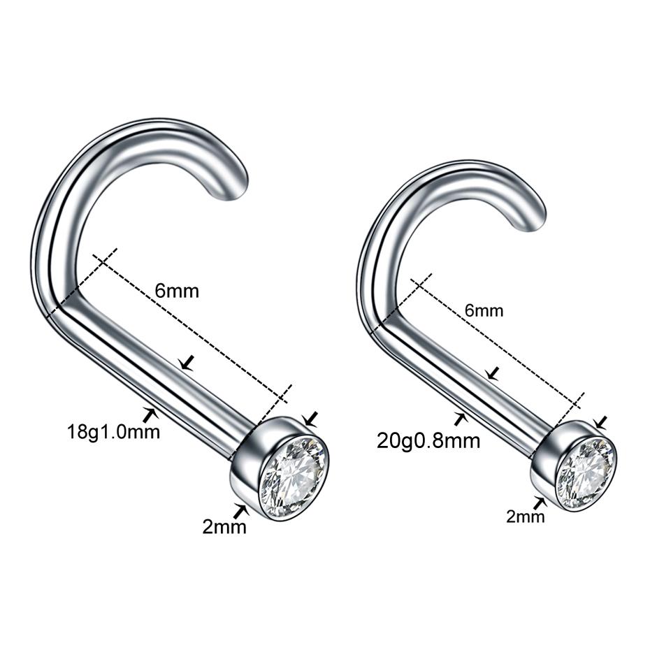 1 Stück G23 Titan Kristall Nasenstecker Piercing 18G 20G Nasenschraube Nazir Piercing Nasenflügel Ohrring Nasenring CZ Körperschmuck