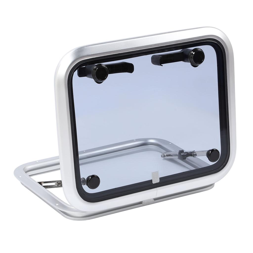 Marine Hatch Porthole Window 17 X 21in Square Heavy Duty Aluminum Alloy Deck Hatch Window with Support Rod and Handle for Yacht RV