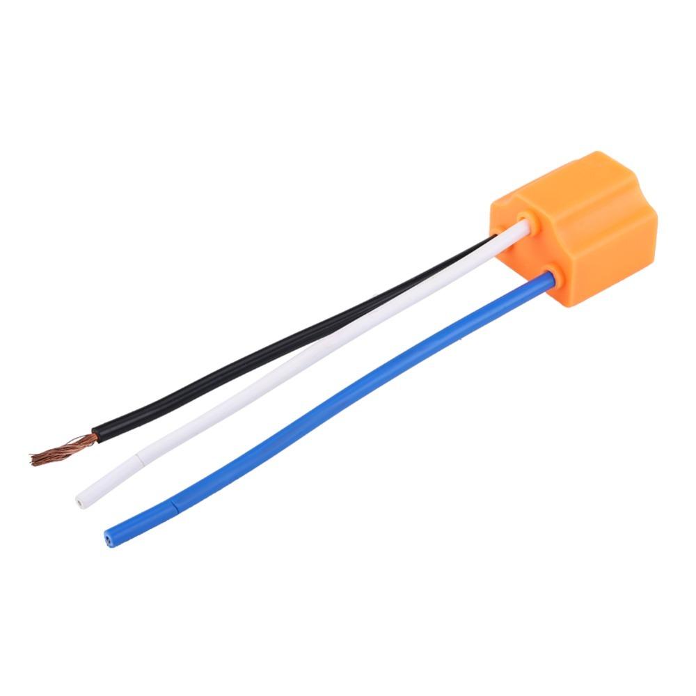2Pcs 3-Pin Ceramic Harness Plug Ceramic Wiring Harness Adapter Headlight Lamp Socket Auto Headlight