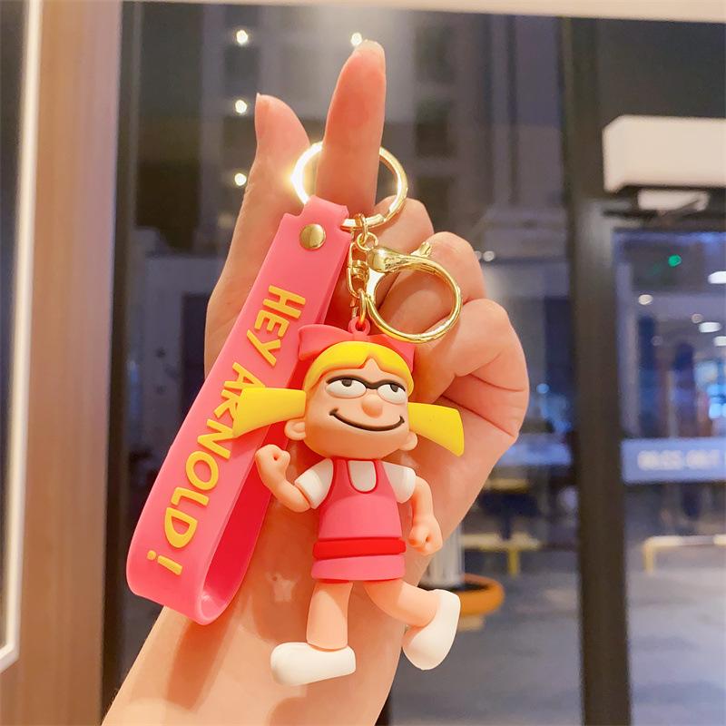 Portachiavi Figura Anime Hey Arnold Cartone Animato Carino Uomo Basso Ciondolo Borsa Portachiavi Ornamenti Chiave Auto Accessori Regalo di Natale per Bambini