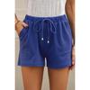 Women Solid Color High Waist Loose Straight Drawstring Casual Summer Shorts