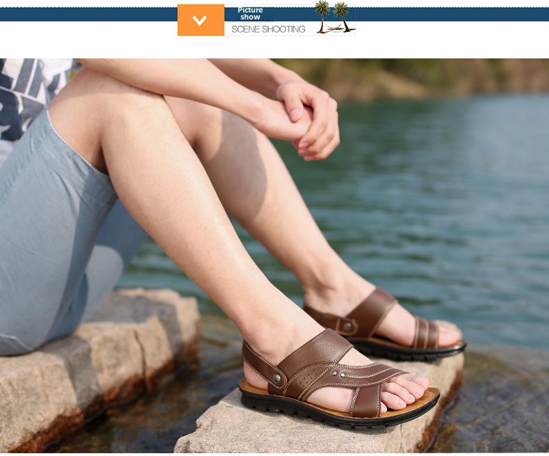 Pánské kožené sandály na léto 2025 - Ležérní plážová obuv a módní pantofle