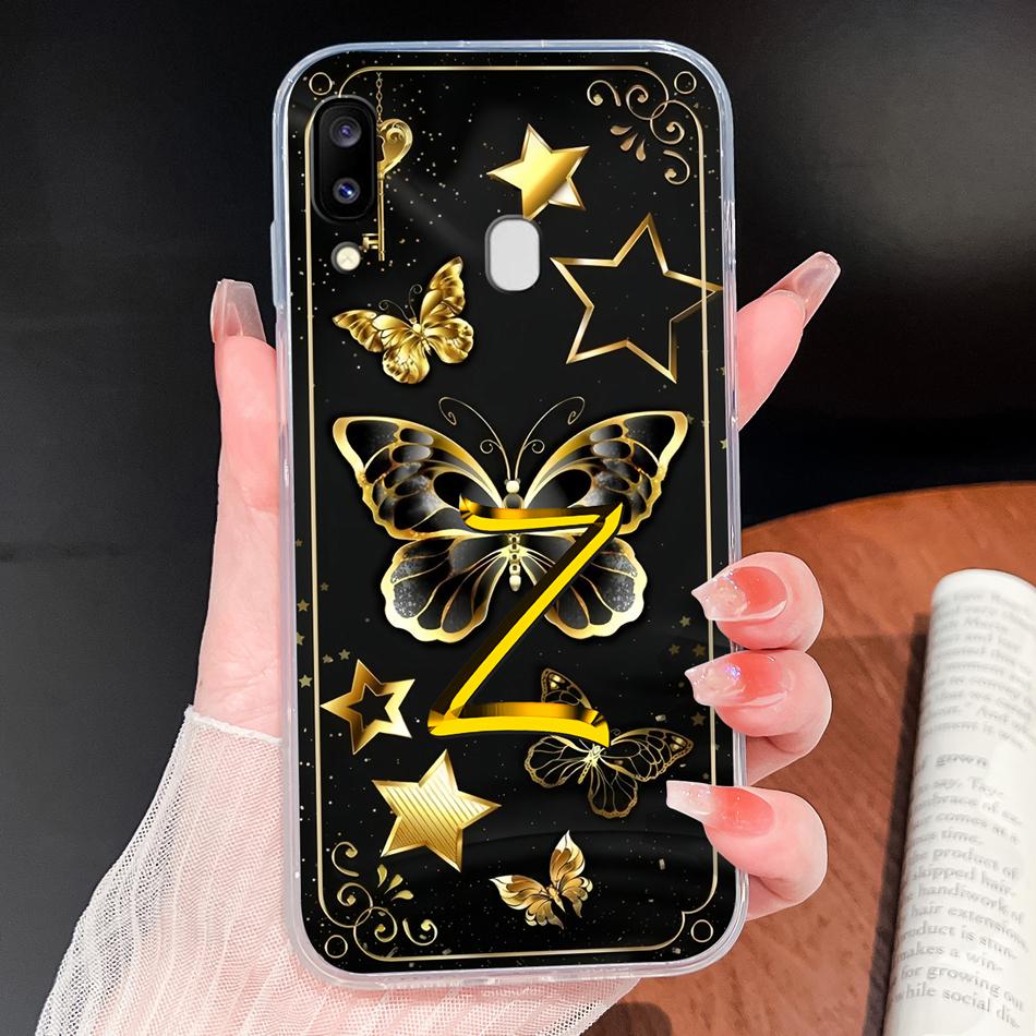Für Samsung Galaxy A20 A20S A21 A30 A30S Handyhülle Schmetterling Buchstaben Weiches TPU Klare Silikonhülle Für Galaxy A 20 A 30 Gehäuse