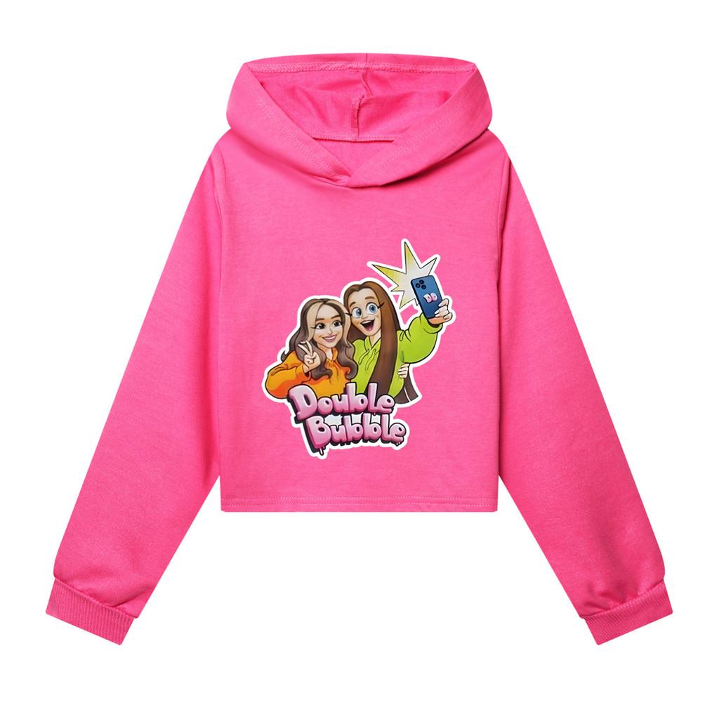 5636 Kids Girls Double Bubble Printed Short Styles Long Sleeves Hoodies
