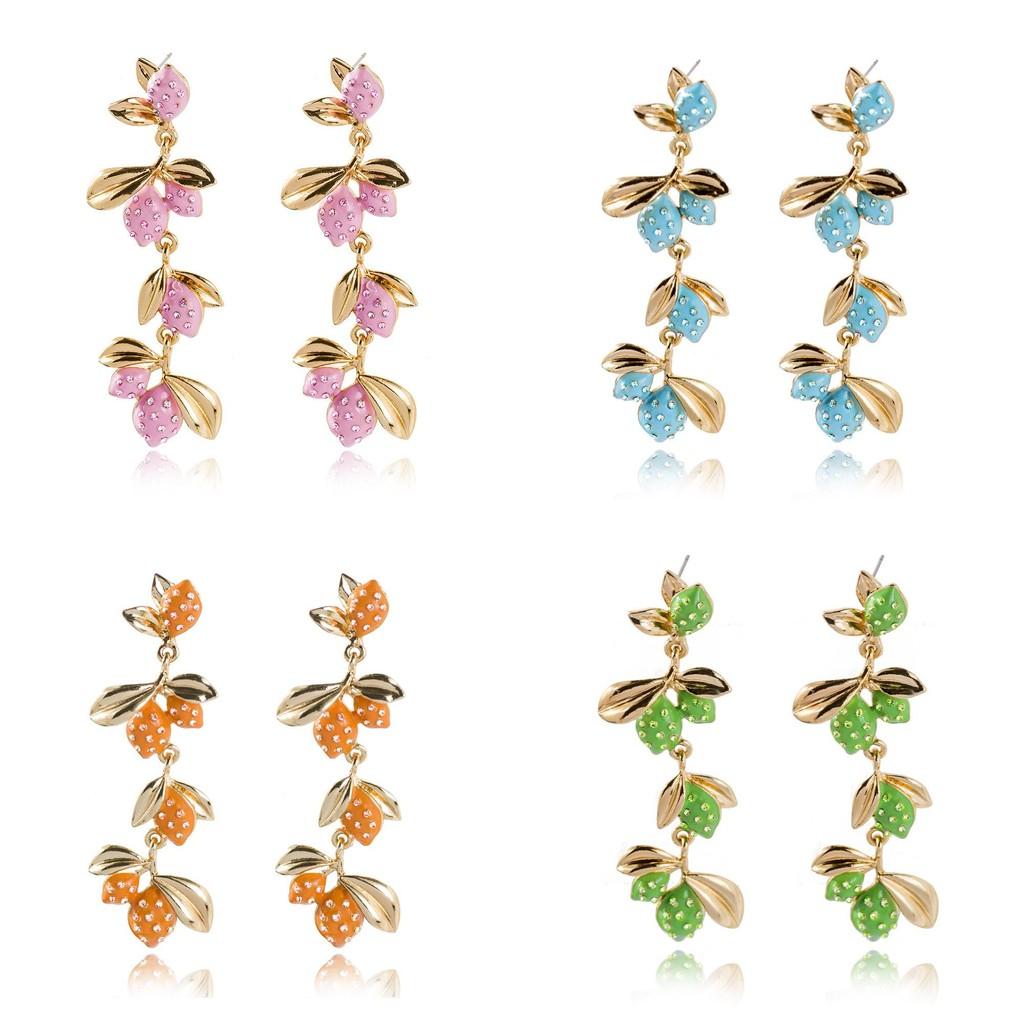Chic Metal Plated Fruit Earrings For Women Unique Summer Jewelry