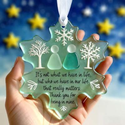 Snowflake Shaped Sea Glass Ornament Handmade Sea Glass Art Friendship Keepsake Coastal Winter Christmas Tree Decoration