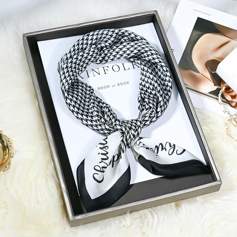 Spring and summer new simulated silk scarf women's versatile high-end sense 70 square scarf fashion printing professional small scarf