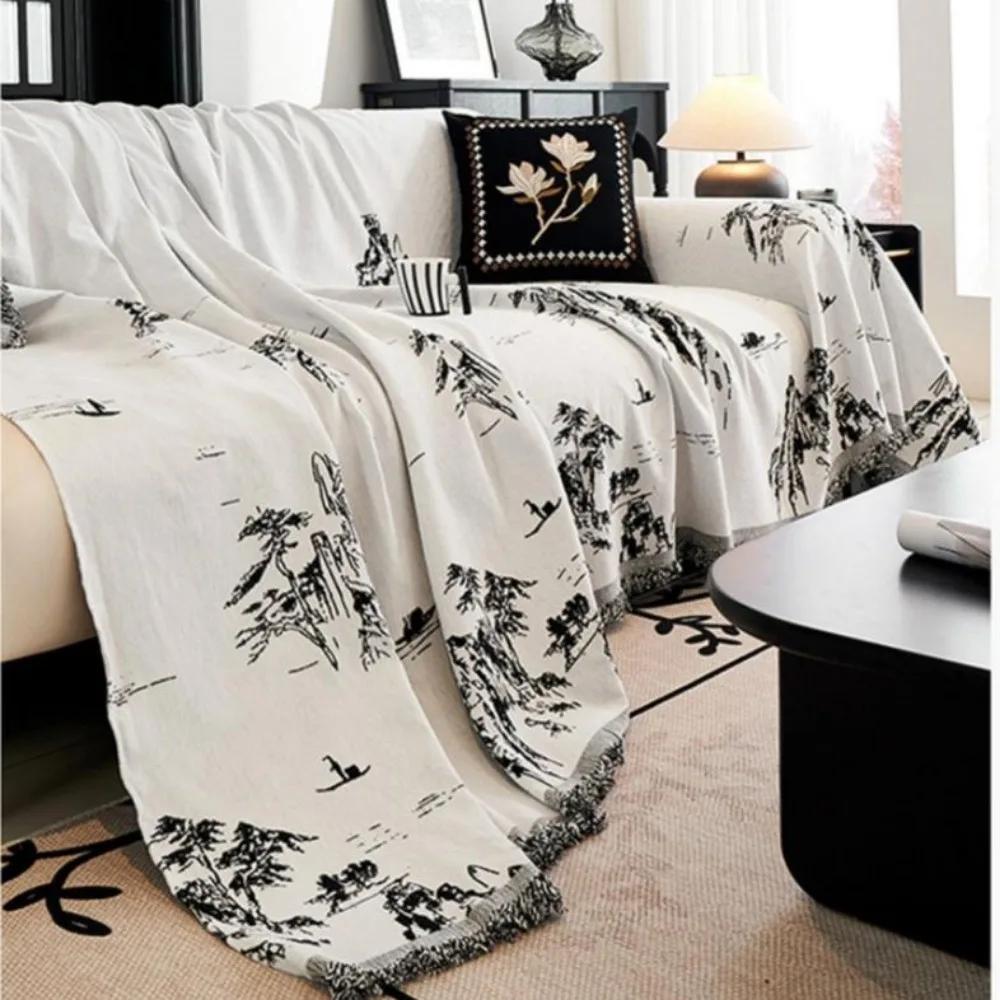 1pcs Mountain Pattern Simple Sofa Covers Four Season Universal Anti Slip Couch Cushion All-inclusive ArmChair Protector Mats