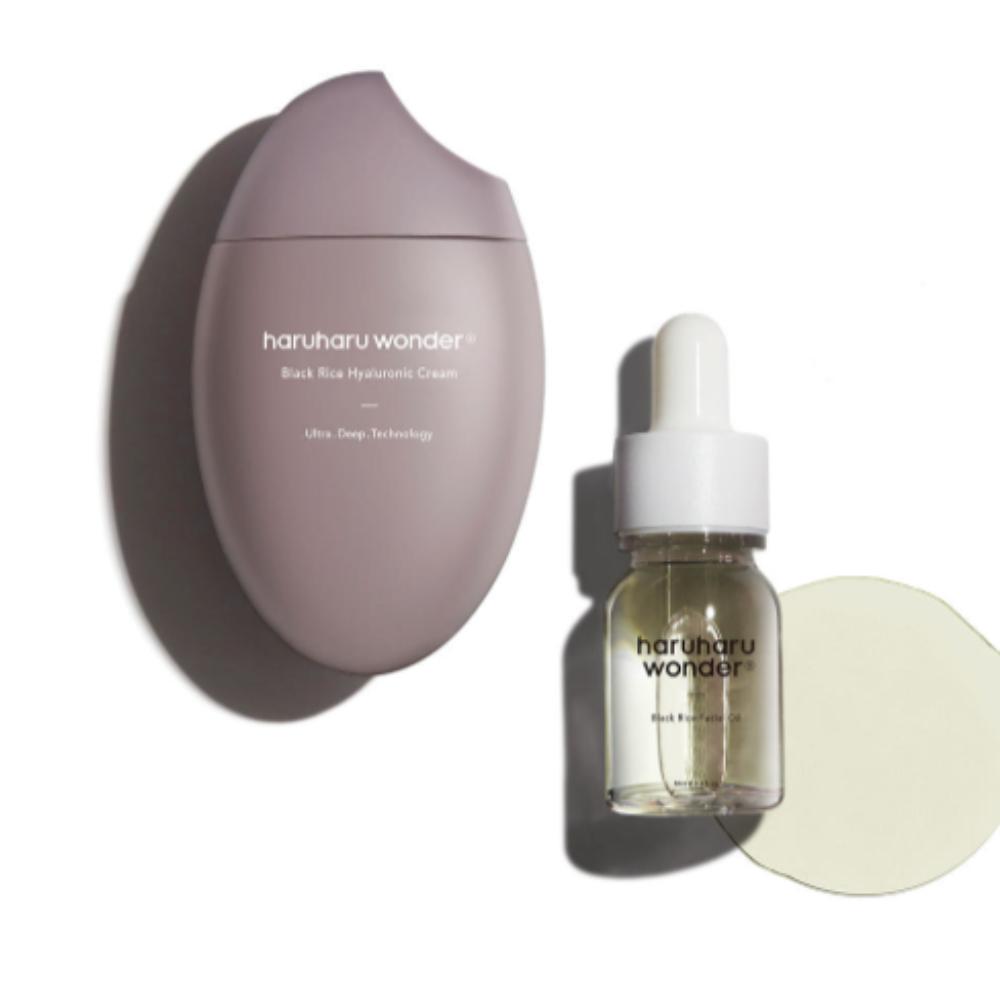 

HARUHARU WONDER Black Rice Duo Set - Facial Oil 10ml + Hyaluronic Cream 50ml Deep Hydration & Anti-Aging Korean Skincare
