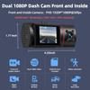 Dual Dash Cam Front and Inside with 64GB Card,Milerong X25 1080P Dash Camera for Cars with Infrared Night Vision,Loop Recording,